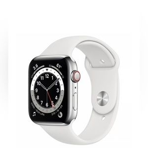 Apple Watch (Series 6)- 40 mm - Aluminium Silver - Sport band White